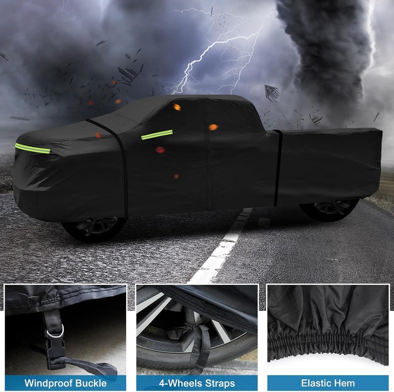 BIGACOVER for Silverado 2500 3500 HD Crew cab Short Bed 6.6ft Truck Cover, Light Shell Outdoor Car Covers with Zipper Windproof Heavy Duty Protection for 2000-2022 Chevy Silverado 2500 è0HD (UP to 250''L) - Image 5